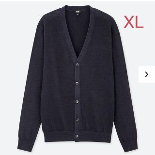 ユニクロ(UNIQLO)のユニクロ MEN リネンブレンドVネックカーディガン XLサイズ／ネイビー新品！(カーディガン)