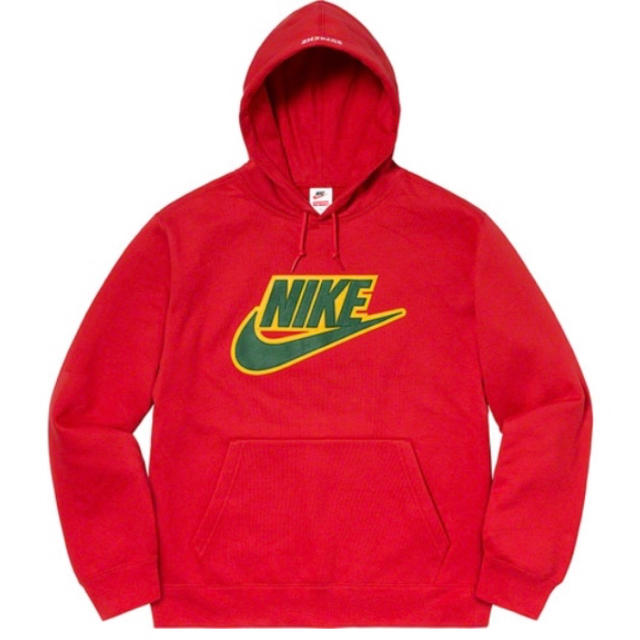 Supreme NIKE Leather Applique Hooded L 赤