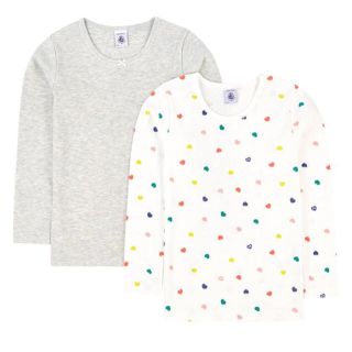 プチバトー(PETIT BATEAU)の【SALE】19AW プチバトー カラー＆プリント長袖Ｔシャツ２枚組　10ans(下着)