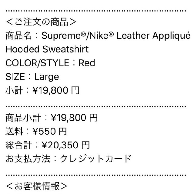 Supreme NIKE Leather Applique Hooded L 赤