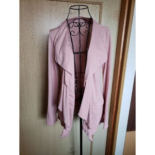 くすんだピンクの夏用ノーカラージャケット(ノーカラージャケット)