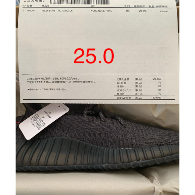 25.0 イージーブースト Yeezy Boost 350 v2 ブラック