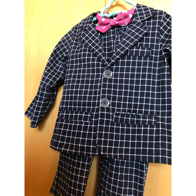 男の子チェックスーツ☆ キッズ/ベビー/マタニティのキッズ服男の子用(90cm~)(ドレス/フォーマル)の商品写真