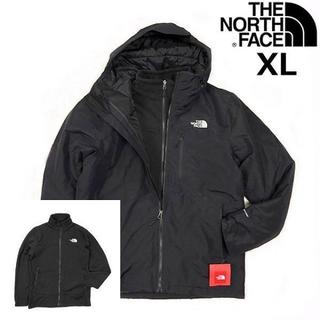 ザノースフェイス(THE NORTH FACE)のノースフェイス 3wayジャケット(XL)黒 白ロゴ刺繍 190122(ナイロンジャケット)