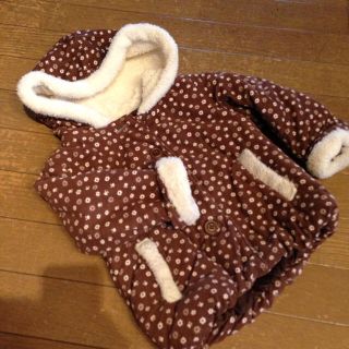 ブラウン小花柄ダウンジャケット 90(その他)