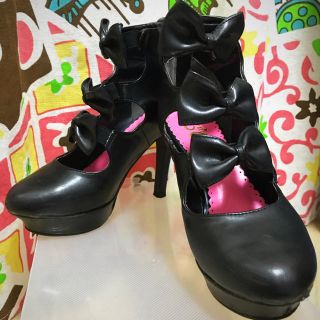 ユメテンボウ(夢展望)の🎀3連 リボン パンプス ハイヒール deary 夢展望(ハイヒール/パンプス)