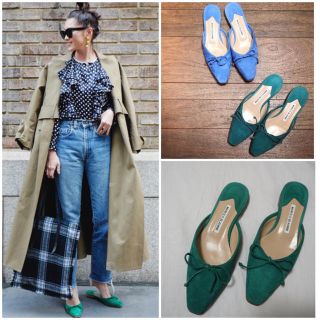 マノロブラニク(MANOLO BLAHNIK)の【うめま様専用】MANOLO BLAHNIK マノロブラニク フラットミュール(ミュール)