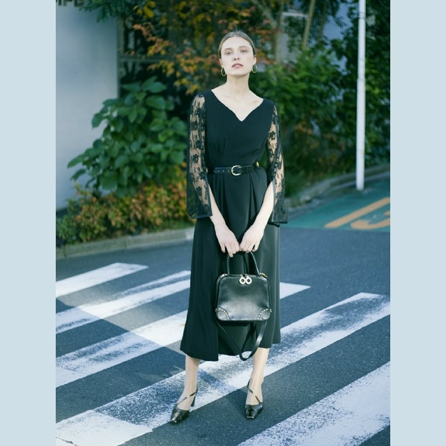 【AMERI】LACE SLEEVE REFINED DRESS