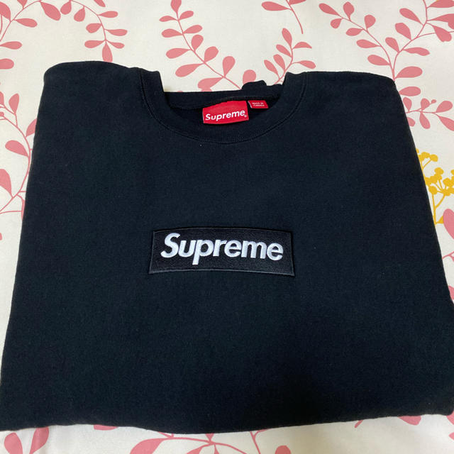 新発売】 Logo Box supreme - Supreme Crewneck L 黒 スウェット