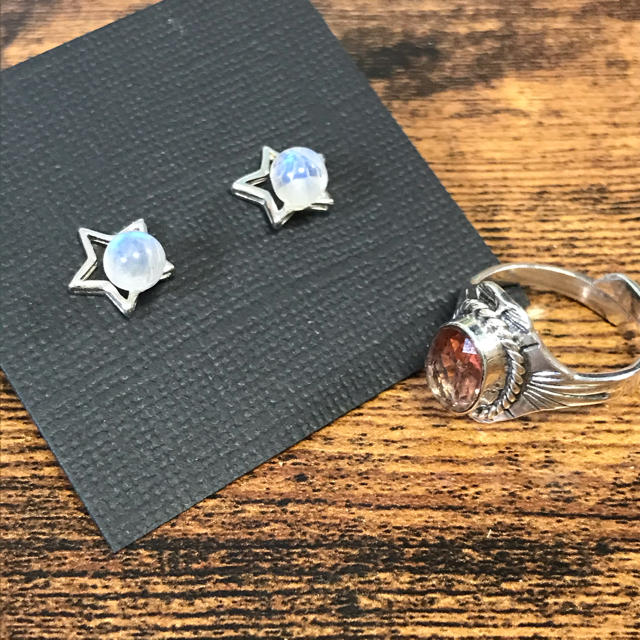 アイ様♡ピンクトルマリン　レインボームーンストーン　シルバー925   レディースのアクセサリー(リング(指輪))の商品写真