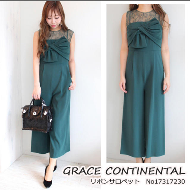 GRACE CONTINENTAL(グレースコンチネンタル)の完売品 美品 グレースコンチネンタル リボンサロペット パーティー ドレス レディースのパンツ(サロペット/オーバーオール)の商品写真