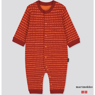 マリメッコ(marimekko)の【値下げ60/70/80】マリメッコ ユニクロ ベビーロンパース レッド(ロンパース)