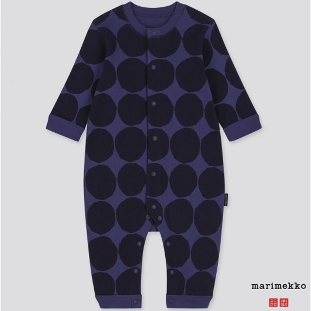 marimekko(マリメッコ)の【値下げ60】マリメッコ ユニクロ ベビーロンパース ブルー キッズ/ベビー/マタニティのベビー服(~85cm)(ロンパース)の商品写真