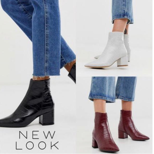 asos(エイソス)のポインテッドトゥ ショート ミドルブーツ NEWLOOK レディースの靴/シューズ(ブーティ)の商品写真