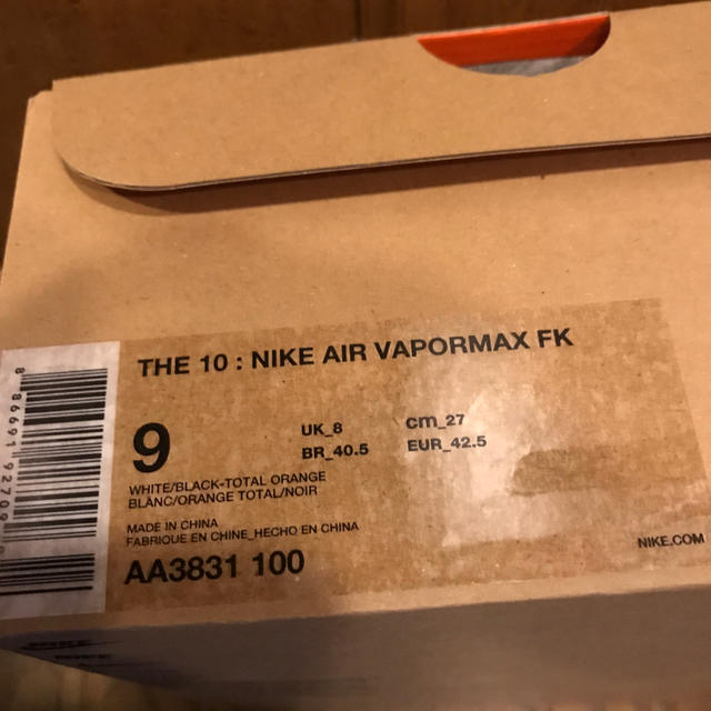 新品未使用 THE10:NIKE AIR VAPORMAX FK 27cm