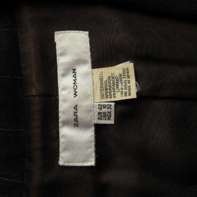 ZARA(ザラ)のZARA　レディーススーツ　茶色ストライプ　US10（XL） レディースのレディース その他(セット/コーデ)の商品写真