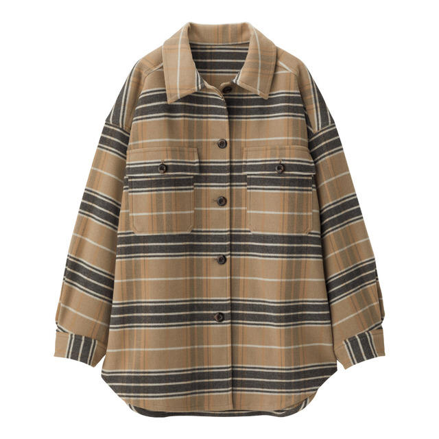 GU(ジーユー)のチェックオーバーサイズシャツジャケット レディースのジャケット/アウター(その他)の商品写真