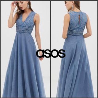 エイソス(asos)の【ASOS】パール&スパンコール  ＊マキシ＊ブライズメイド ドレス(ロングワンピース/マキシワンピース)