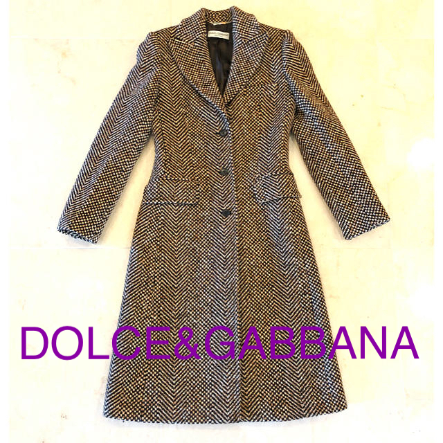 オンライン取扱店 DOLCE&GABBANA - 週末値下 美品 ドルチェ＆ガッバーナ ツイードロングコート ブラウン テーラード SALE