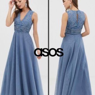 エイソス(asos)の【ASOS】パール&スパンコール  ＊マキシ＊ブライズメイド ドレス(ロングワンピース/マキシワンピース)