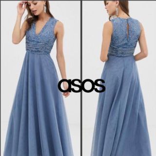 エイソス(asos)の【ASOS】パール&スパンコール  ＊マキシ＊ブライズメイド ドレス(ロングワンピース/マキシワンピース)