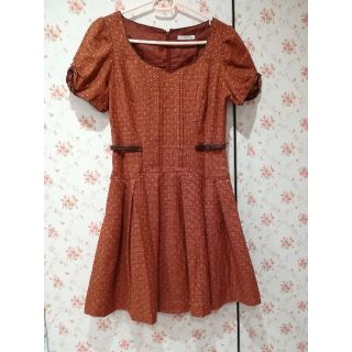 ウィルセレクション(WILLSELECTION)の【美品A】赤×Goldラメ千鳥格子リボンワンピース♡(ミニワンピース)