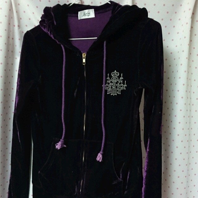 紫ベロア地パーカー レディースのトップス(パーカー)の商品写真