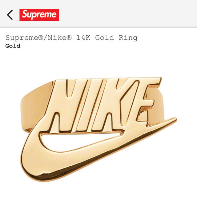 Supreme - SUPREME NIKE 14k gold ring リング