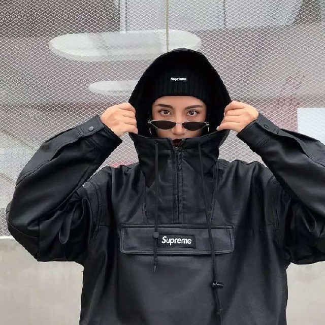 supreme leather anorak