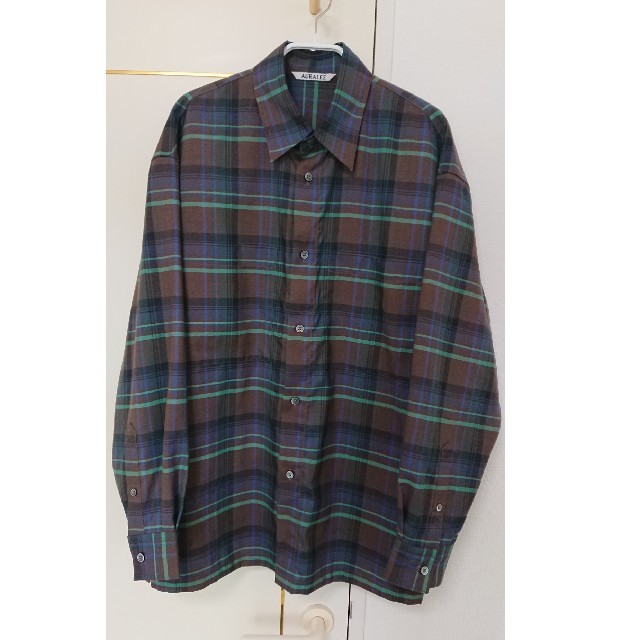 AURALEE SUPER LIGHT WOOL CHECK SHIRTS