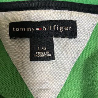 トミーヒルフィガー(TOMMY HILFIGER)の TOMMY HILFIGER ポロシャツ　L/グリーン/ブラック　ストライプ(ポロシャツ)