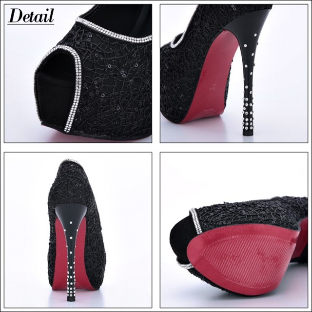 BENEDETTA 黒 ビジュー ヒール パンプス レディースの靴/シューズ(ハイヒール/パンプス)の商品写真