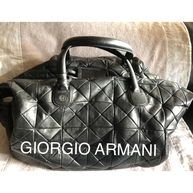 Giorgio Armani(ジョルジオアルマーニ)のGIORGIO ARMANI パッチワークレザーボストンバック メンズのバッグ(ボストンバッグ)の商品写真