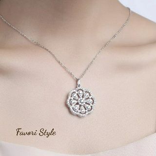 フォクシー(FOXEY)の最高級ジルコニア  Flower ネックレス  シルバー925(ネックレス)