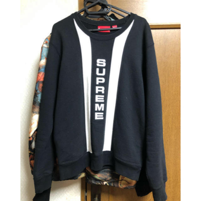 supreme Vertical Logo Panel Crewneck s 黒