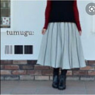 ツムグ(tumugu)のtumugu ニットスカート ブラック(ひざ丈スカート)