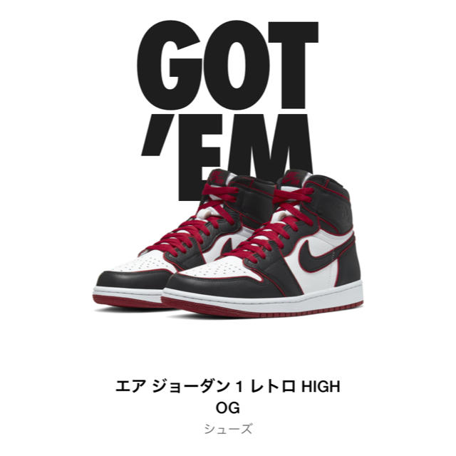 NIKE(ナイキ)のAIR JORDAN 1 RETRO HIGH OG bloodline メンズの靴/シューズ(スニーカー)の商品写真