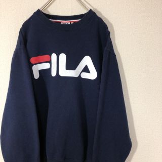 フィラ(FILA)のFILA フィラ プリント スウェット トレーナー デカロゴ 刺繍 裏起毛 古着(スウェット)