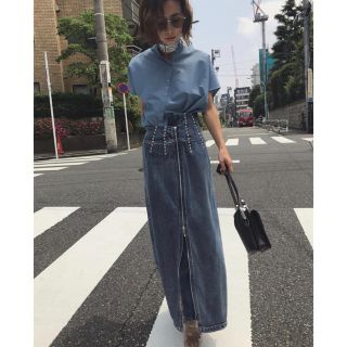 アメリヴィンテージ(Ameri VINTAGE)のAmeri VINTAGE STUDS LINE DENIM SKIRT(ロングスカート)