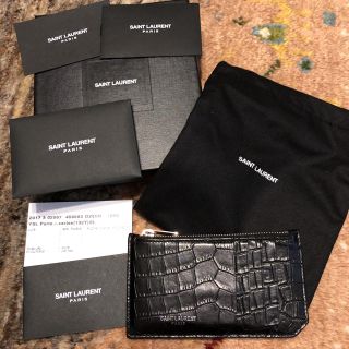 サンローラン(Saint Laurent)の1/8限定　サンローラン フラグメントケース クロコ型押し 黒(コインケース/小銭入れ)