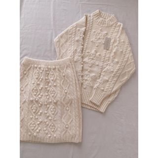 フラワー(flower)のponpon KNIT セットアップ vintage (ニット/セーター)