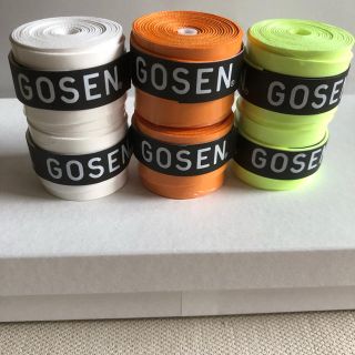 ゴーセン(GOSEN)のGOSENグリップテープ 白オレンジフラッシュイエロー 2個ずつ 計6個(バドミントン)