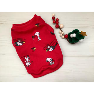 犬服　ハンドメイド　スヌーピー　クリスマス　タンクトップ　SSサイズ(ペット服/アクセサリー)