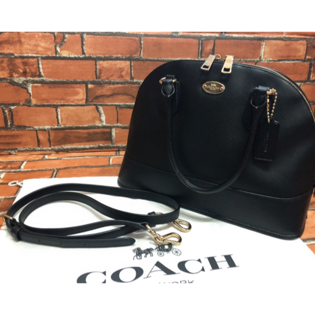 【送料無料 美品】COACH ブラック バッグ 革製 2way