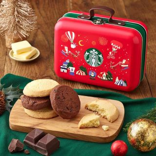 スターバックスコーヒー(Starbucks Coffee)のXmas韓国限定スターバックス クリスマス クッキー入り缶ケース(菓子/デザート)