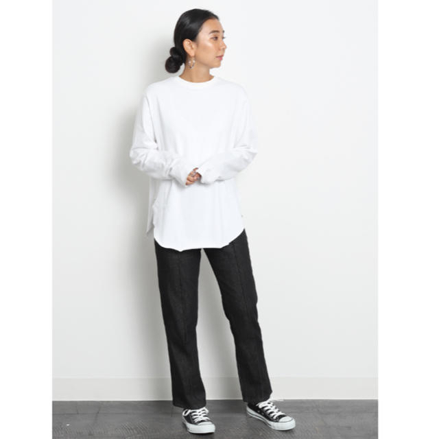 meri ホワイトロングTシャツ レディースのトップス(Tシャツ(長袖/七分))の商品写真