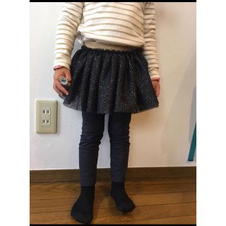 プチバトー(PETIT BATEAU)のプチバトー チュールスカート付きカルソン ラメ ノエル(スカート)