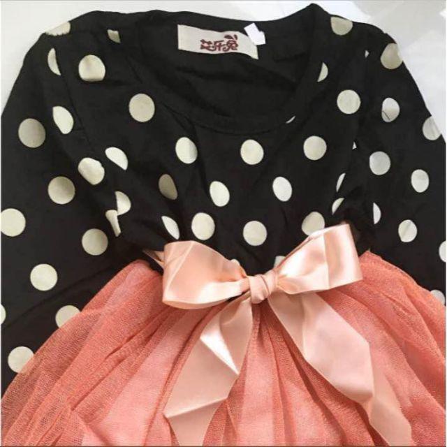 新品♡100-110♡黒ドットチュールワンピース♡ キッズ/ベビー/マタニティのキッズ服女の子用(90cm~)(ワンピース)の商品写真