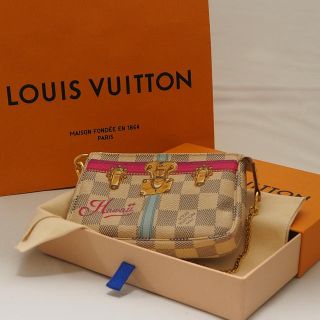 ルイヴィトン(LOUIS VUITTON)の美品・限定】LV ルイヴィトン/ハワイ限定ダミエアズール トランク柄ポーチ(ポーチ)