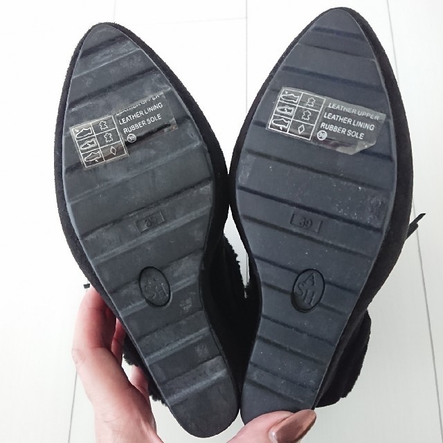 ASH(アッシュ)のASH アッシュ ウェッジソール ボア ショートブーツ 黒 新品 レディースの靴/シューズ(ブーツ)の商品写真